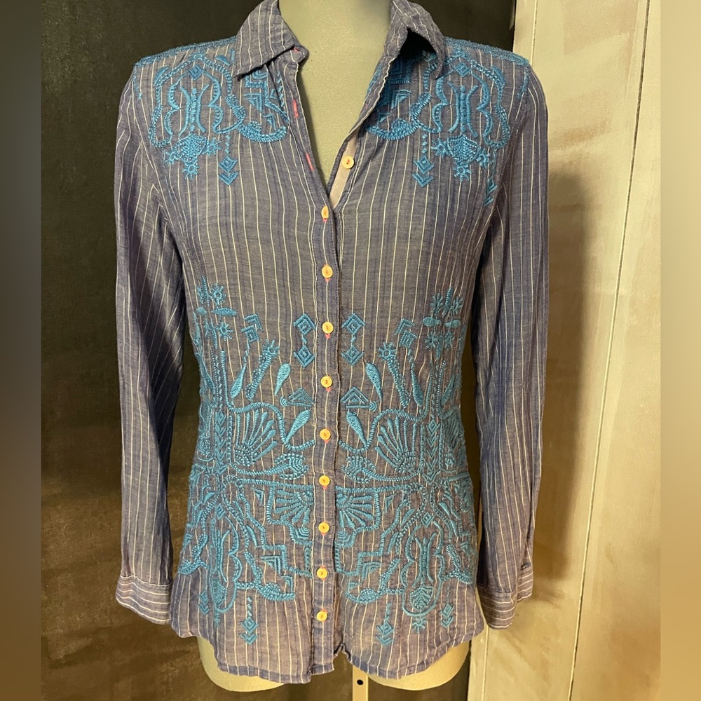 Johnny Was Embroidered Blouse